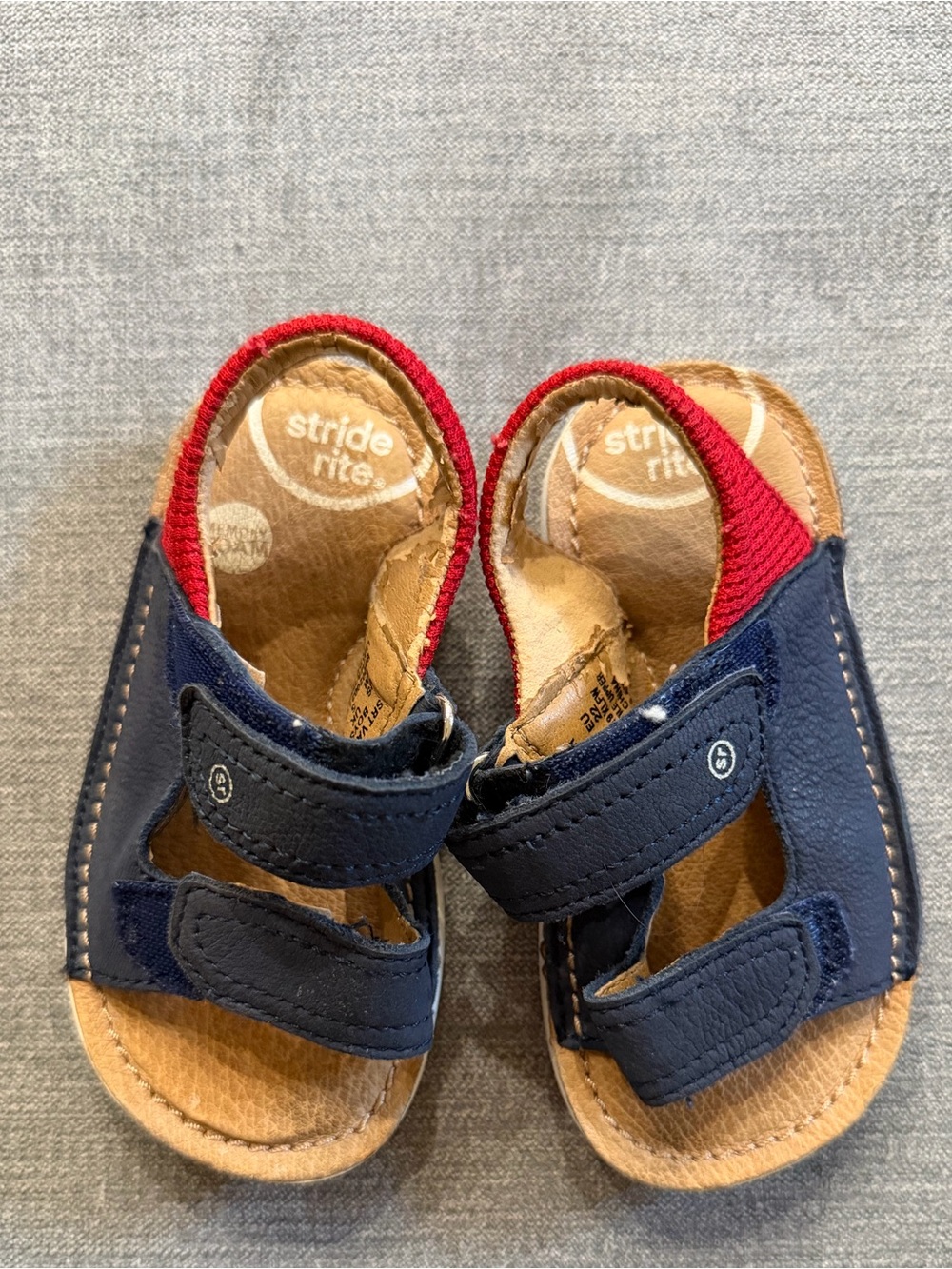 Stride Rite Navy and Red Toddler Dual-Strap Sandals